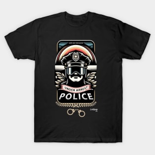 Retro Futuristic Badge of Honor: 70's Police Tribute - Funny Vintage Style T-Shirt